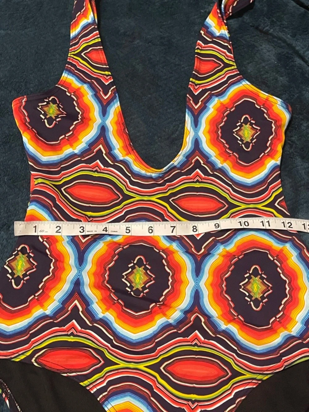 One-Piece Swimsuit with Multicolor Geometric Print - Picture 4 of 6